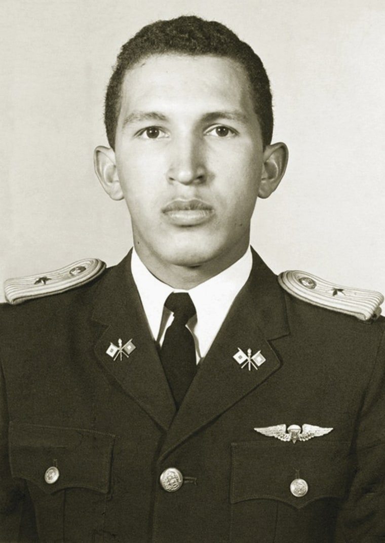 Image: Handout photo of Venezuela's President Chavez as second lieutenant at the Military Academy in Caracas